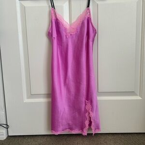 Victoria’s Secret | Satin lace-trim slip, pink, XS